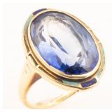 14K YELLOW GOLD BLUE SAPPHIRE RING