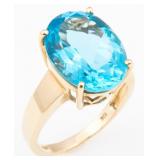 10K YELLOW GOLD BLUE TOPAZ COCKTAIL RING