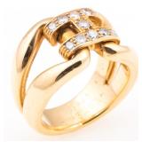 18K YELLOW GOLD HERMES H-BAND DIAMOND RING