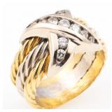 18K YELLOW & WHITE GOLD DIAMOND FASHION RING