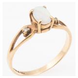 10K YELLOW GOLD OPAL & DIAMOND RING