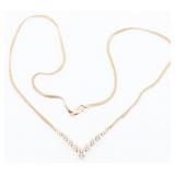 14K YELLOW GOLD DIAMOND V-BAR NECKLACE