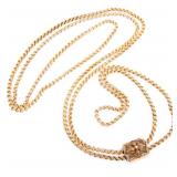 VICTORIAN YELLOW GOLD MUFF CHAIN & SLIDE PENDANT