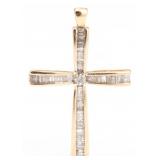 10K YELLOW GOLD DIAMOND CROSS PENDANT