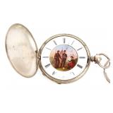 SWISS CIVIL WAR ERA SILVER TONE POCKET WATCH