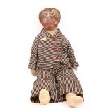 19TH C. AMERICAN OIL PAINTED CLOTH DOLL - 29"