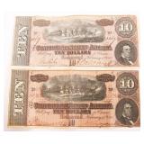 1864 $10 CONFEDERATE STATES OF AMERICA NOTES