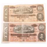 1864 $10 CONFEDERATE STATES OF AMERICA NOTES