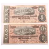 1864 $10 CONFEDERATE STATES OF AMERICA NOTES