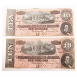 1864 $10 CONFEDERATE STATES OF AMERICA NOTES
