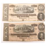 1864 $10 CONFEDERATE STATES OF AMERICA NOTES