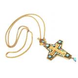 ENAMELED BRASS PECTORAL CROSS CRUCIFIX