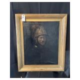 Antique Rembrandt (Repro) Man w/ Golden Helmut