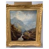 Antique Painting "A Highland Glen" by G. B.