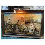 Vintage Painting of Cowboys & Native Americans