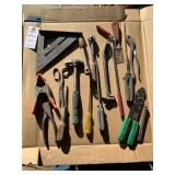 Assorted Tools; Square, Clamp, Scraper, Plyers