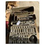 Assorted Wrenches, Sockets, Ratchet, Tool Box
