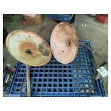 Two Vintage Enamel Outside Yard Lights