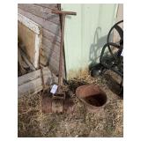 Vintage Iron  Earth Packer & Ash Bucket