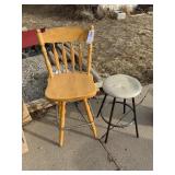 Two Chairs; One Wood, One Metal