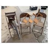 3 Vintage Folding Chairs, Shelf, Windchime