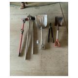 Assort Yard Tools: Push Hoe, Shovel, Hoe