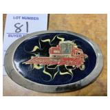 Decorative White Agco Combine Belt Buckle