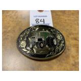 Decorative White Agco Belt Buckle