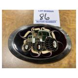 Decorative White Agco Tractor Belt Buckle