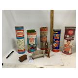 Vintage  Tinketrtoy Set, Building Bricks Container