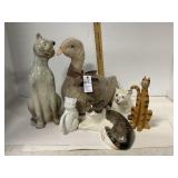 Cats & A Goose, Ceramic, Wood, Paper Mache