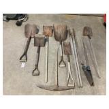 Vintage Shovels, Pickaxe, Posthole-Digger, Spade