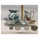 Poppea Gramwade Pitcher & Wash Basin; Avon Jars;