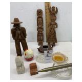 Hand Craved Wooden Statue & Egg Timer