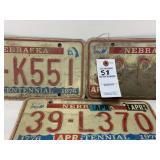 Vintage Bicentennial Nebraska License Plates