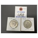 2 1969-D Kennedy Half Dollars