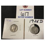 1926 & 1926-D Mercury Dimes