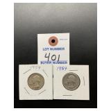 2 1954 Washington Quarters