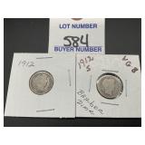 1912 & 1912 S Barber Dimes