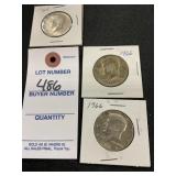 3 1965 And 1966 Kennedy Half Dollar