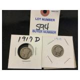 1917 & 1917 D Mercury Dime