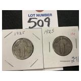 2 1925 Liberty Quarters