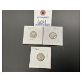 3 1920 Mercury Dimes