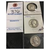 3 1943 Washington Quarters