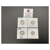 4 1945 Mercury Dimes