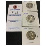 3 1943 Washington Quarters