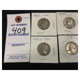 4 1958 And 1958-D Washington Quarters