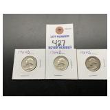 3 1964-D Washington Quarters