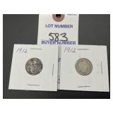 (2) 1912 Barber Dimes