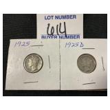 1925 & 1925 D Mercury Dimes